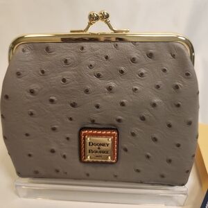 Dooney & Bourke Ostrich Embossed Leather Large Framed Coin Purse/Wallet NWT